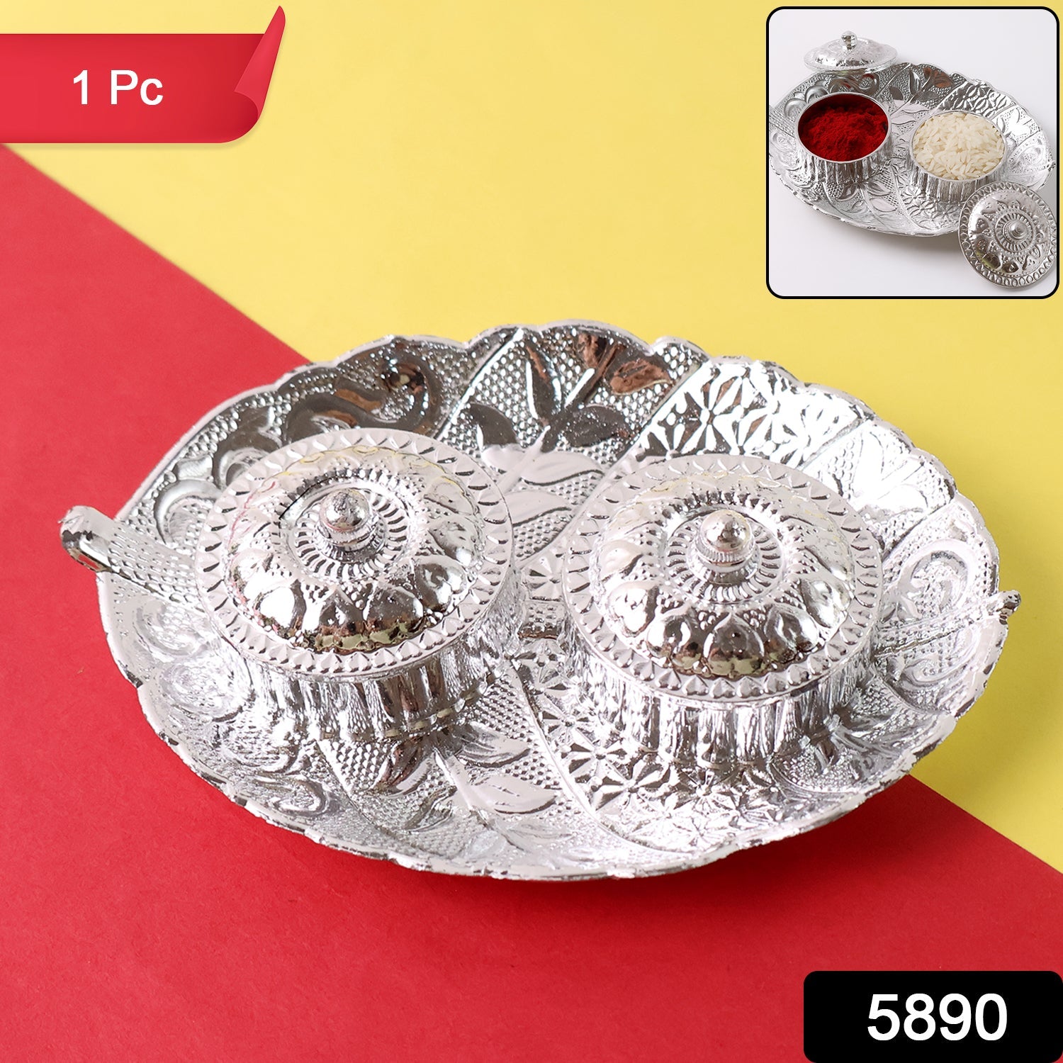 Leaf Shape Special Puja Thali (1 Pc / Mix Design) Leaf Shape Special Puja Thali (1 Pc / Mix Design)